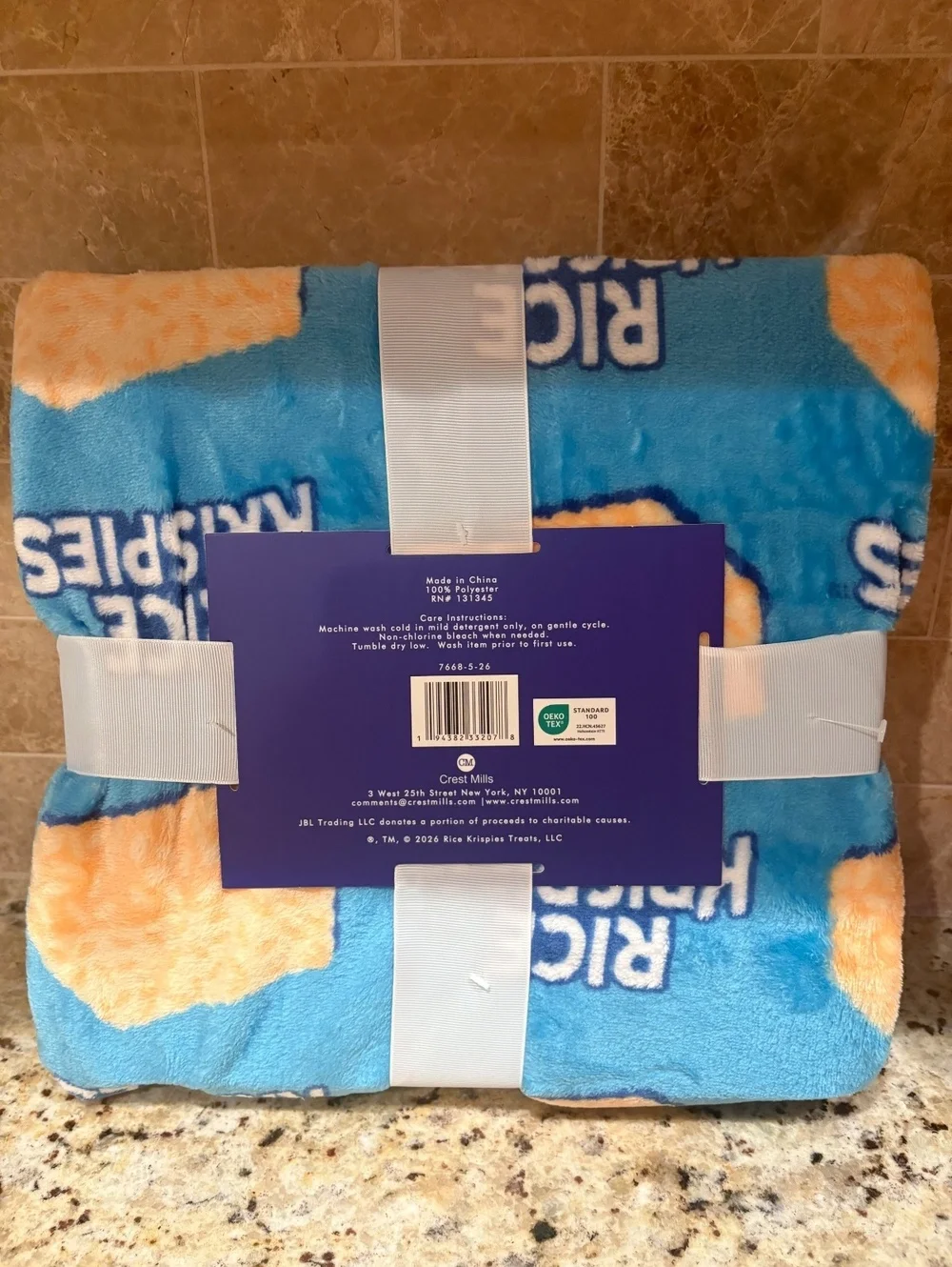 Kellogg’s Rice Krispies Treats Plush Throw Blanket 50 x 60 Blue Fleece New